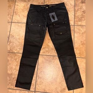 LVL XIII Men’s Black Moto Biker Cargo Pants Size 36 NWT